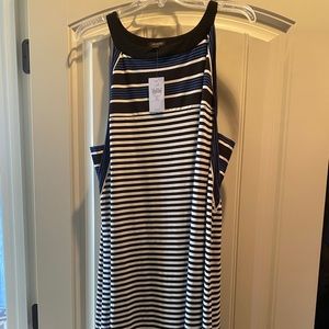 NWT JJILL TANK MIDI super soft. 38" long. Black/blue/white. Straight hang